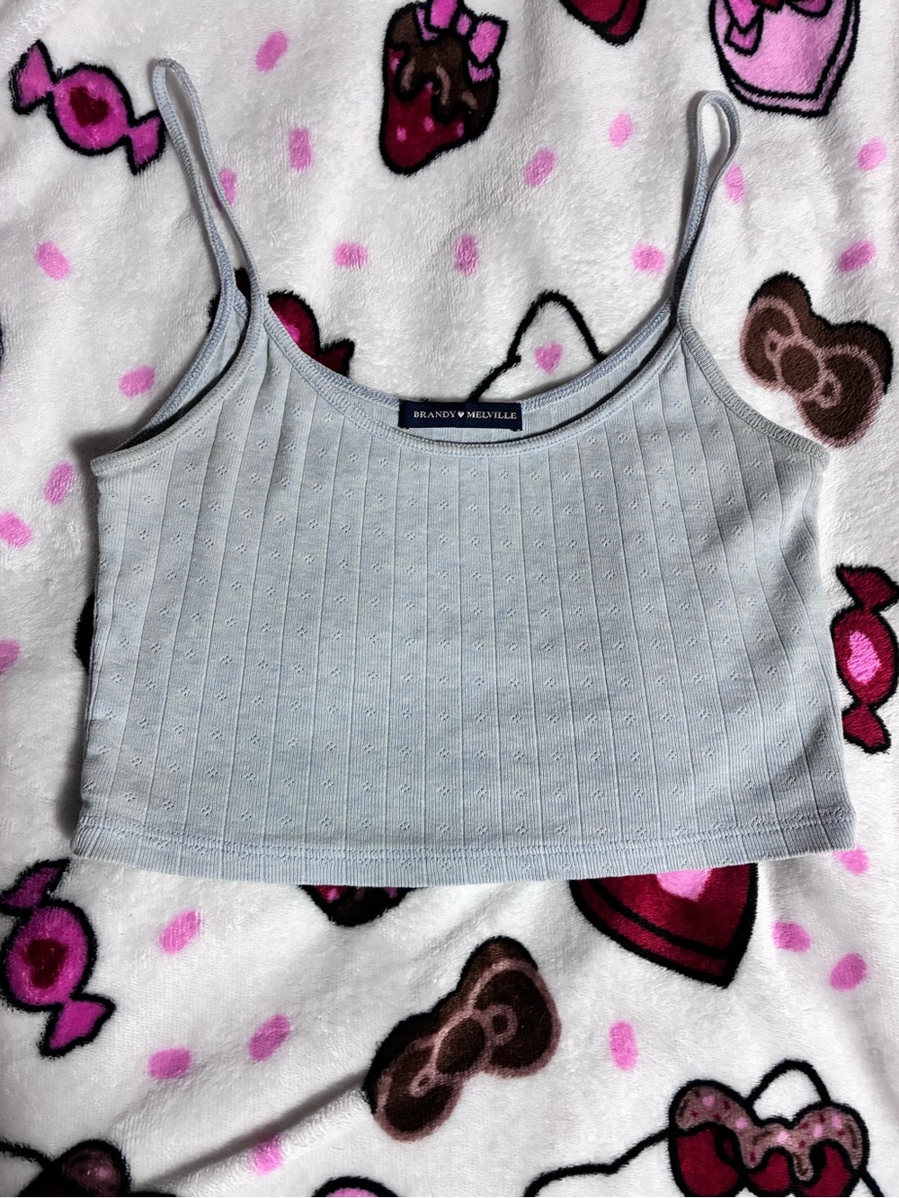 Brandy Melville Light Blue Pointelle tank top
